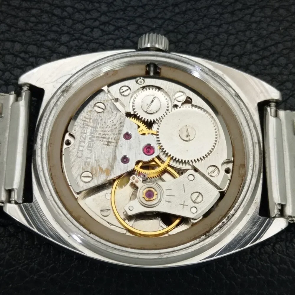 Vintage 1984 Citizen Manual Wound Mens Silver Watch & Silver accents